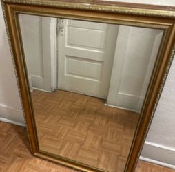 Vintage Gold Wall Mirrors Set of 2 – 40" x 28" Decorative Wood Frames