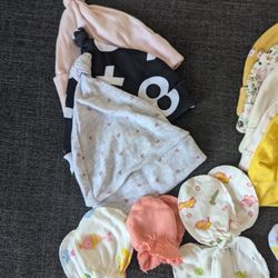 Baby Girl Beanies/Mittens Lot 