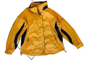 Vintage Columbia Interchange Jacket Womens XL Yellow Blue Core Shell Rain Coat