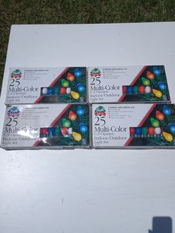 Yule rite vintage 25 multi color c-9 opaque indoor/outdoor Christmas light set x4