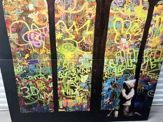 🖼️ Banksy “Forgive Us Our Trespassing” – Massive 3-Piece Wall Print (Rare Find!)