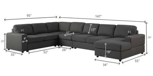 Sectional sofa with cup holders