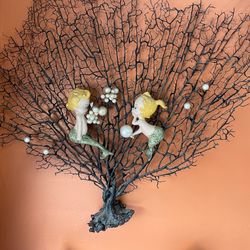 Vintage mid century modern mermaids on coral artwork
