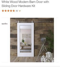 White Modern Barn Door With Sliding Door Hardware