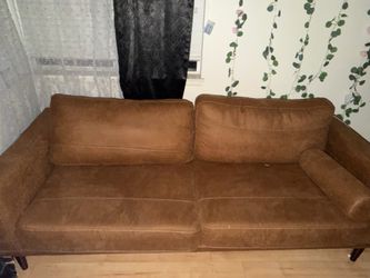 Brown suede/leather couch