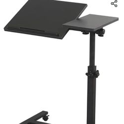 Overbed Bedside Desk Mobile Rolling Laptop Stand Tilting Overbed Table 