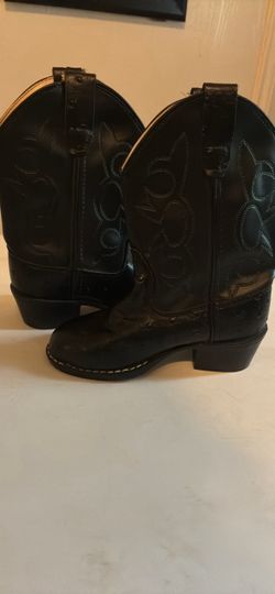 Toddler Black Leather Cowboy Boots