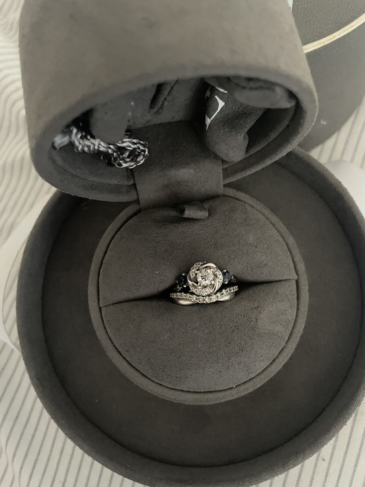 Vera Wang Love 14k White Gold Diamond Sapphire Swirl Engagement Ring 6
