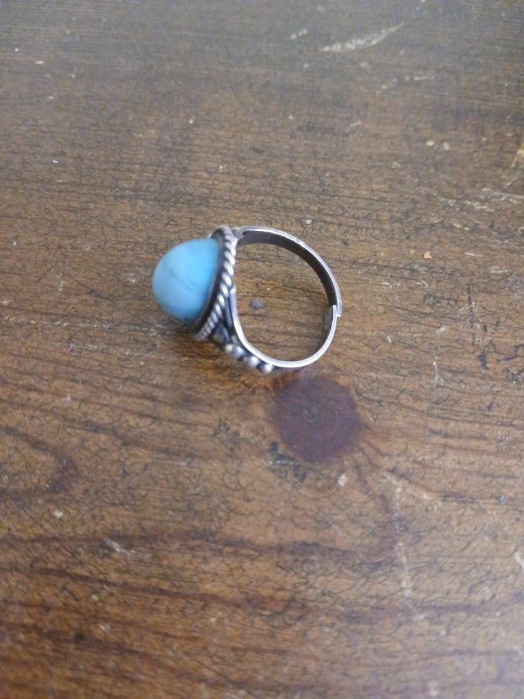 Women's Sterling Silver Adjustable Ring Beautiful Turquoise