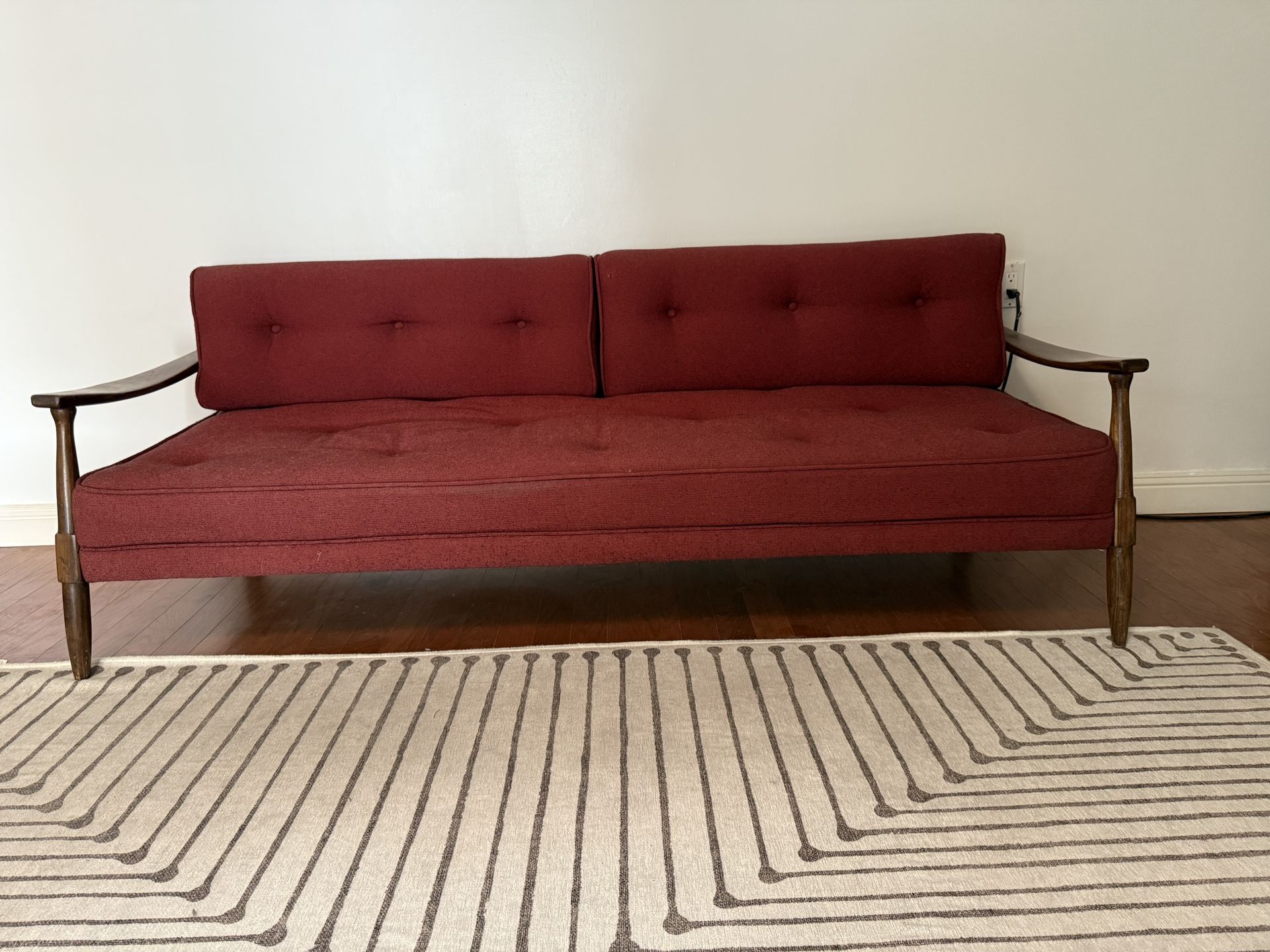 Red Vintage Mid Century Modern Couch