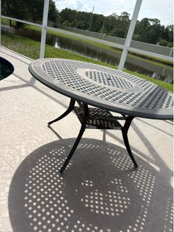 Outdoor table with a Lazy Susan