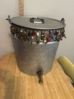 Large galvanized Bucket With Working Faucet