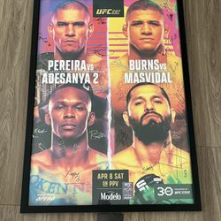 UFC 287: Pereira Vs Adesanya 2 Multi Signed Event Poster Framed 