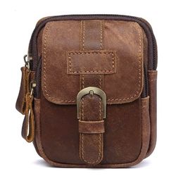 Men's Genuine Leather Multifunctional Waist Bag for Phone, Outdoor and Casual Use