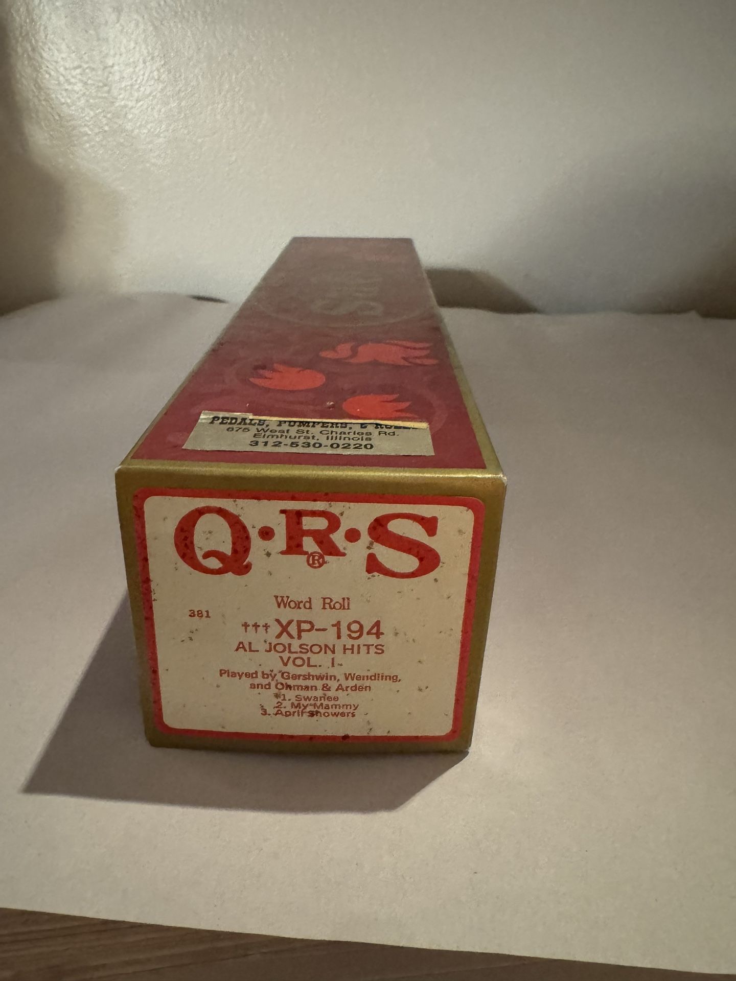 Vtg QRS Piano Roll XP-194 Al Jolson Hits Vol. 1 Played by Gershwin etc. 3 songs