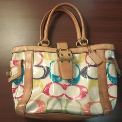 COACH RARE MULTI COLOR HAND PURSE 