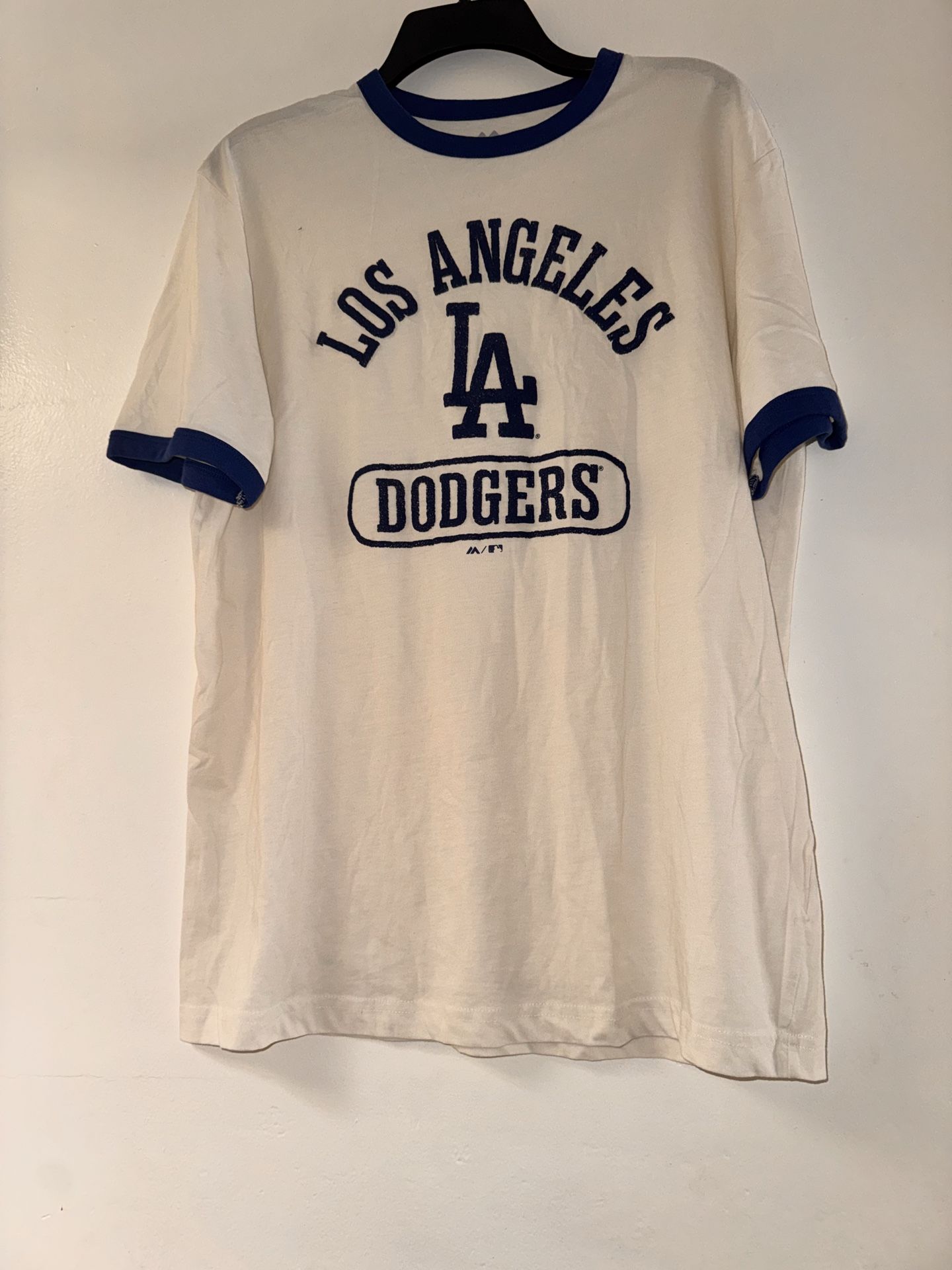NWOT Majestic Los Angeles Dodgers MLB White Blue Baseball Shirt Size L