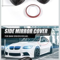 Mirror Caps Covers Fits for BMW E90 E92 E93 M3 Sedan Coupe 2007 2008 2009 2010 2011 2012 Real Carbon Fiber Side Door Rearview Mirror Cap Trim Direct A