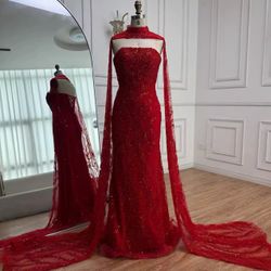 Burgundy Beaded Dress Size 14 