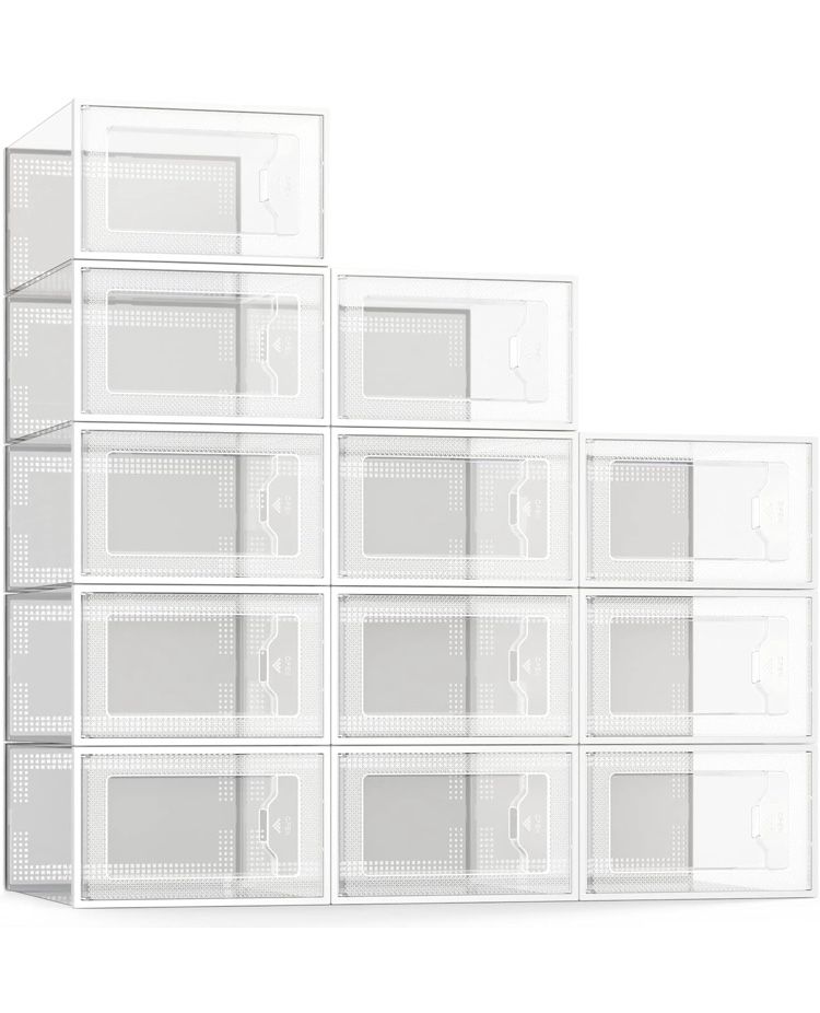 New 12 Clear Stackable Shoe Boxes