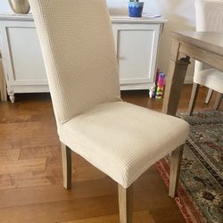 Set Of 6 Ivory Chairs With Washable Covers