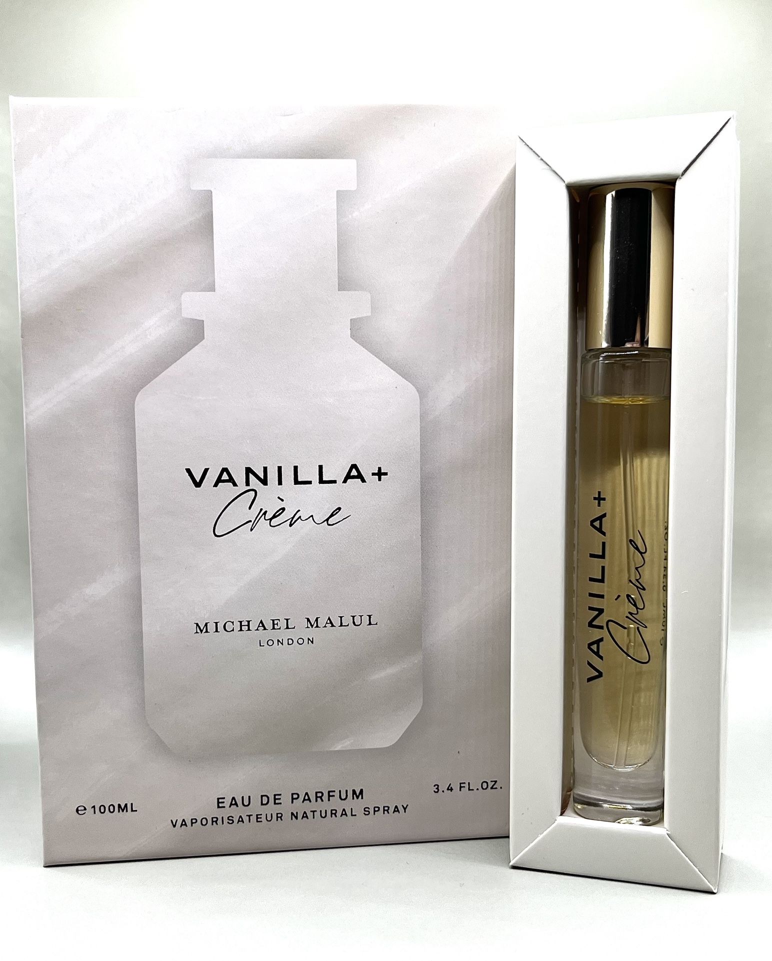 Michael Malul Vanilla + Crème 3.4 fl oz EDP & 0.34 fl oz EDP Travel Spray NIB