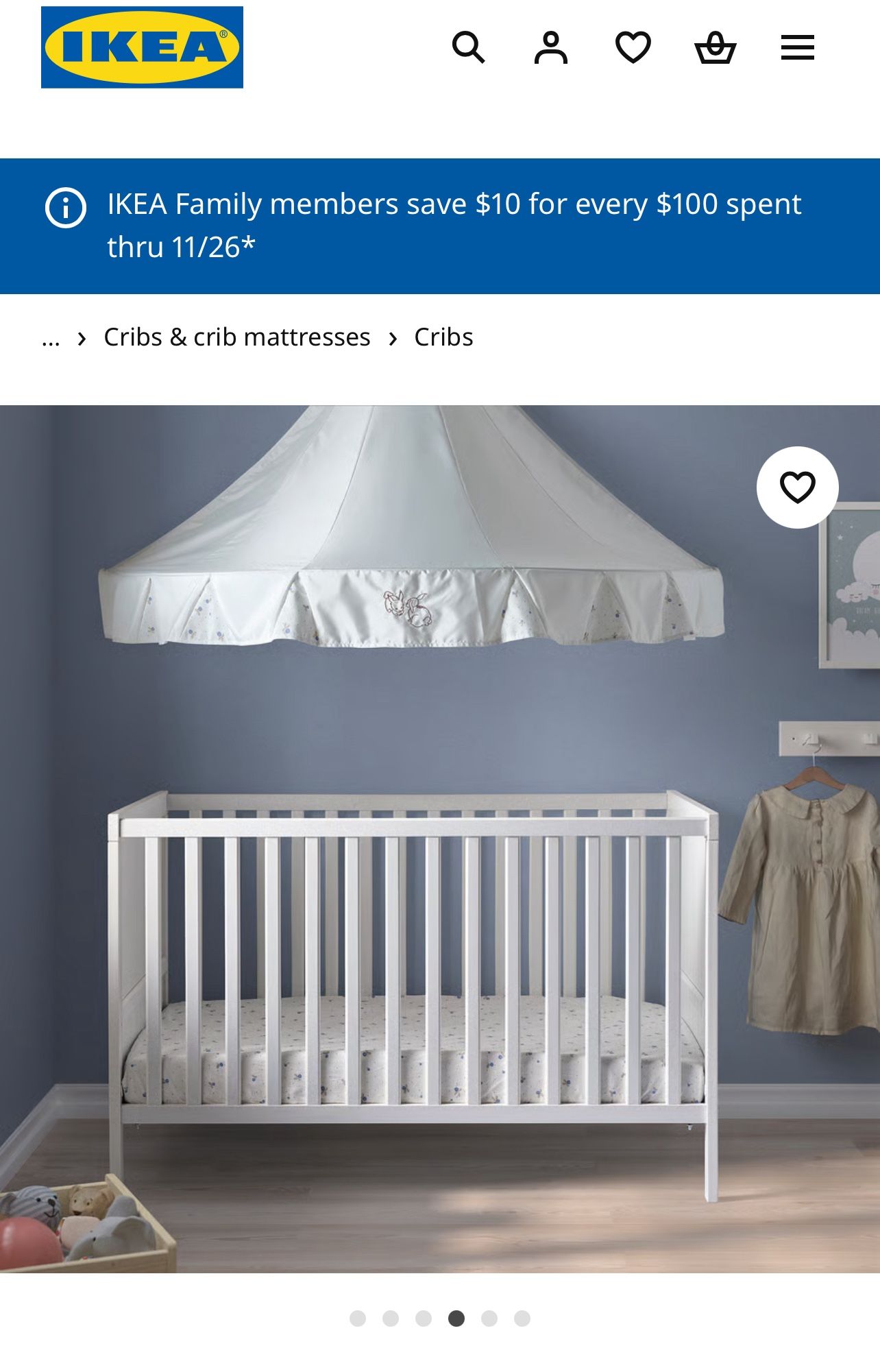SUNDVIK Crib, white, 27 1/2x52 " RET. $299