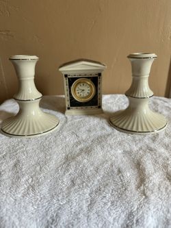 Lenox Candlestick Holders And Clock