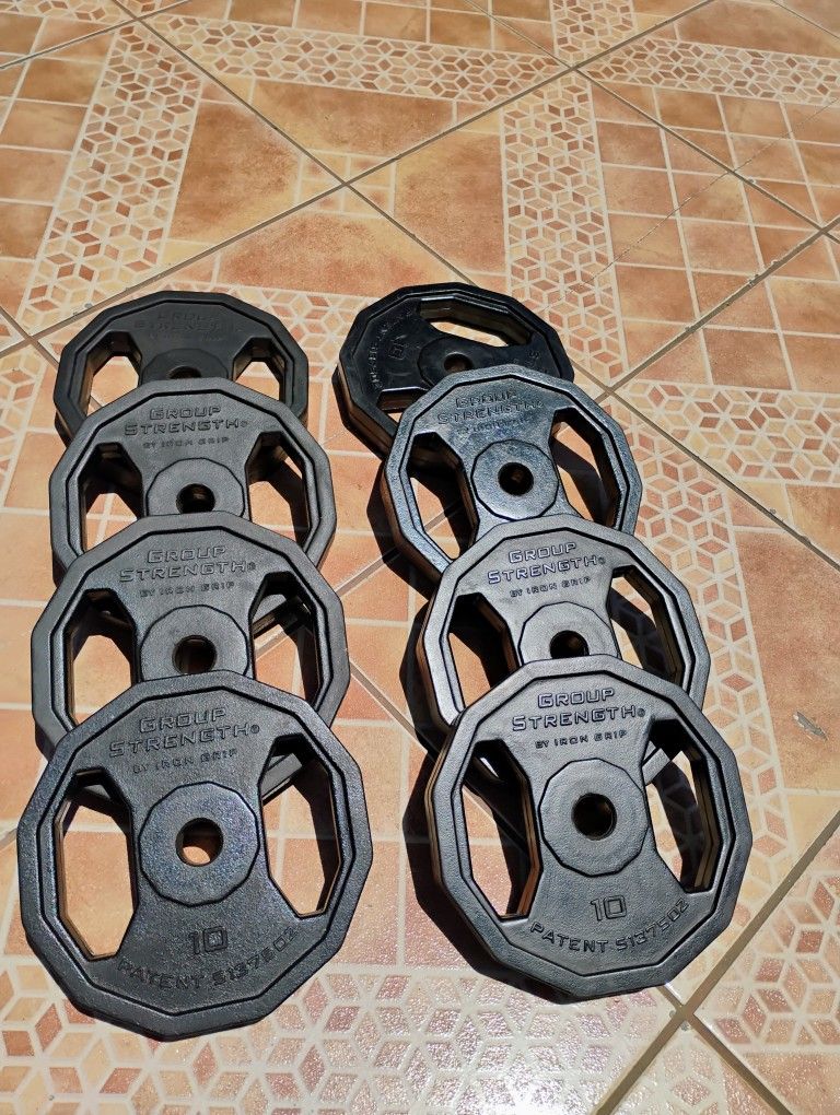 8... Weights...1"...8x10....Total 80 lbs