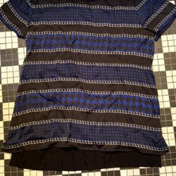 Michael Kors Women's Blue & Black Patterned T-Shirt Size M