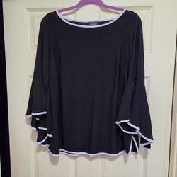 Solid Black With White Edge Trims Accents 