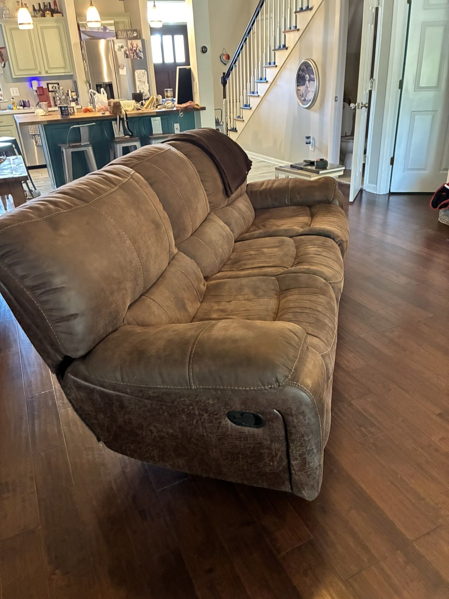 Distressed Leather Microfiber Couch