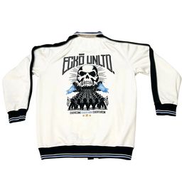 Vintage Ecko Unltd Overcome Overthrow Track Jacket Large White Embroidered Y2K