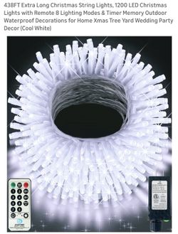 438FT Extra Long Christmas String Lights, 1200 LED Christmas Lights with Remote 8 Lighting Modes & Timer Memory Outdoor Waterproof Decorations for Hom