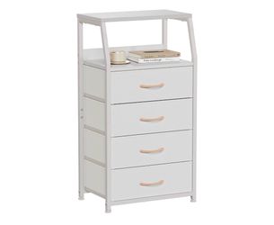 Tall Nightstand with 4 Fabric Drawers, Small Dresser for Bedroom