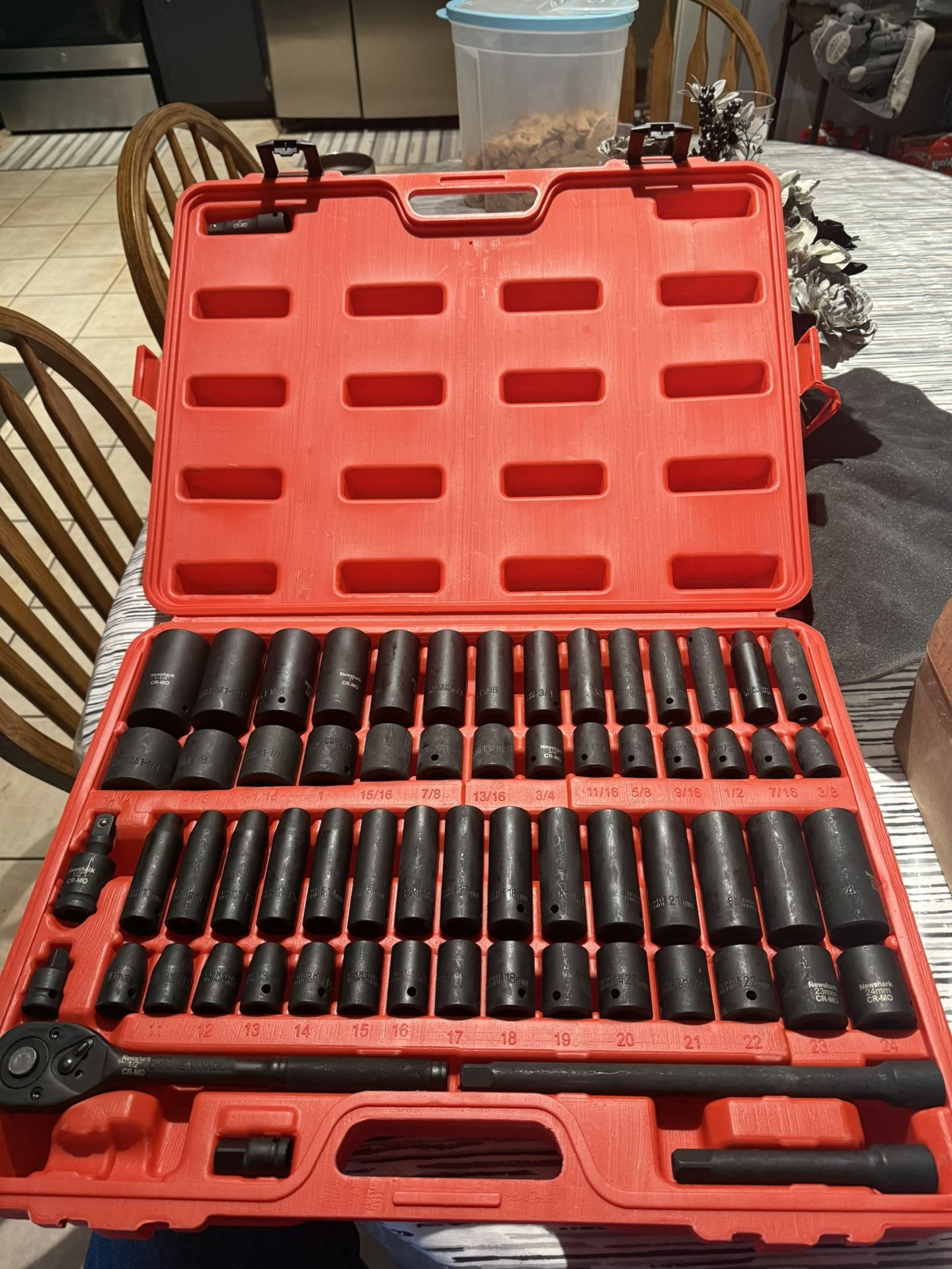 1/2-inch 66 Pieces Drive Impact Socket Master Set - SAE & Metric From 3/8"-1-1/4", 10-24mm, Shallow/Deep Socket Set With Ratched ,Extensions And Adap