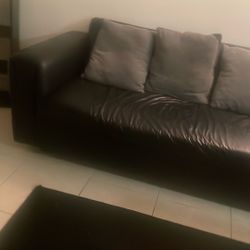 2 Piece Leather Black Couch 