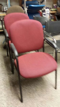 2 Globe ChairWorld fabric padded black metal frame office guest chairs