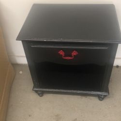 Solid Wood, Nightstand Black Color