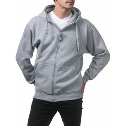 Pro Club Men's Heavy weight Full Zip Fleece Hoodie Heather Grey