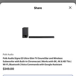 Polk Signa S3 Sound Bar/sub