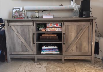 Farmhouse TV Stand with Sliding Barn Doors