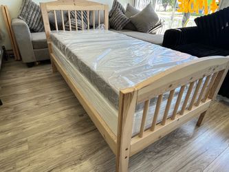 New Mattress + Free New Box Spring + twin size wooden bed Only $245 ⭐️ 5509 San Pedro Ave, 78212