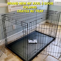 New IN Box! XXL'XXXL Dog Crate 2 Doors With Tray Up To 125lbs Folding Puppy Dog Kennel Animal Cage 4th Of July Dog Anxiety Cage