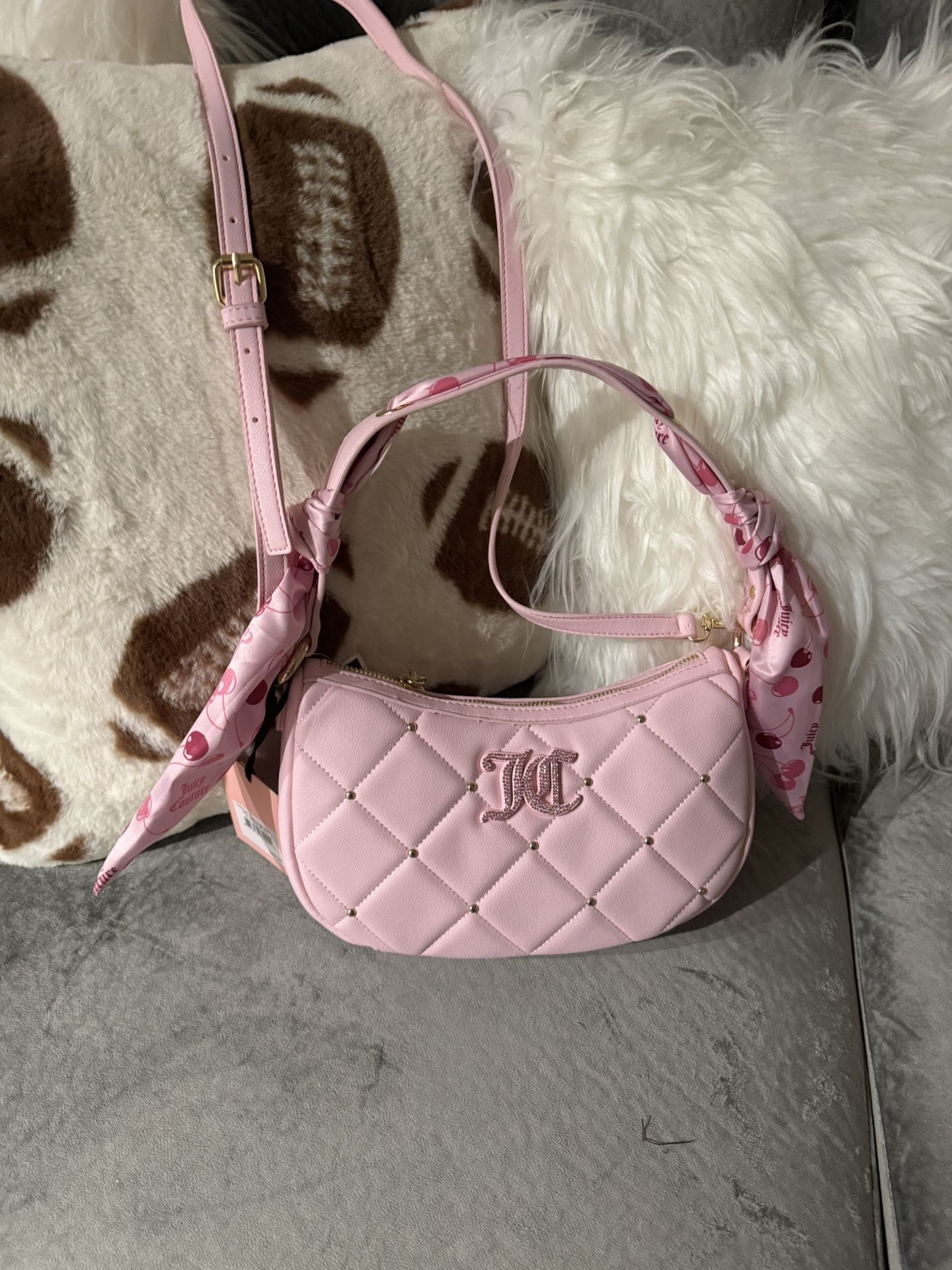 Juicy couture Pink Shoulder Bag With Cherry Scarf