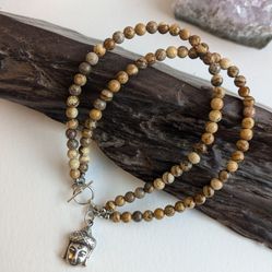 Sterling Silver Buddha Jasper Double Bracelets
