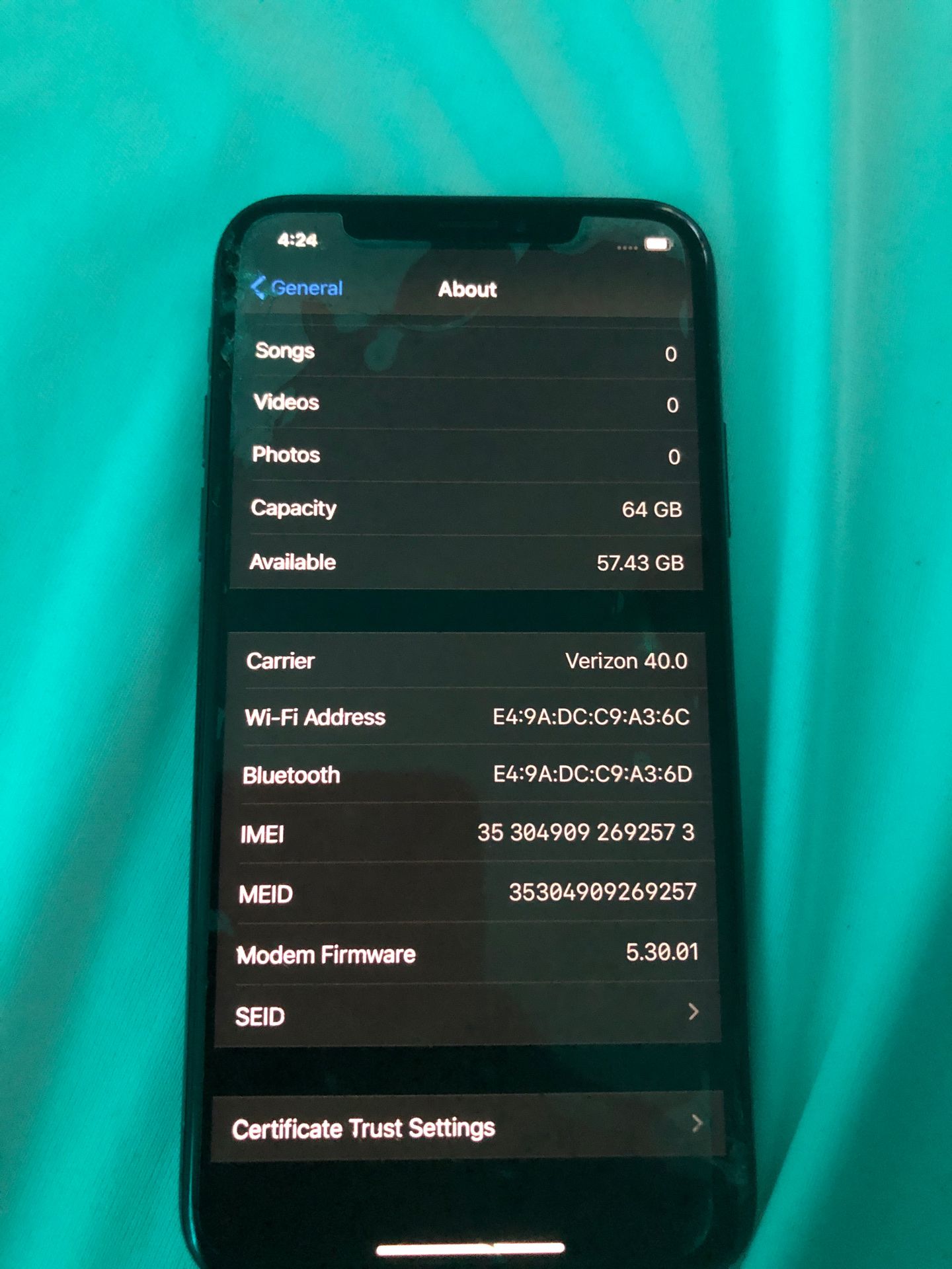 IPhone X 64GB Verizon