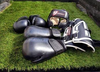 Revgear Boxing Gloves, Headgear & Shin Guards Set