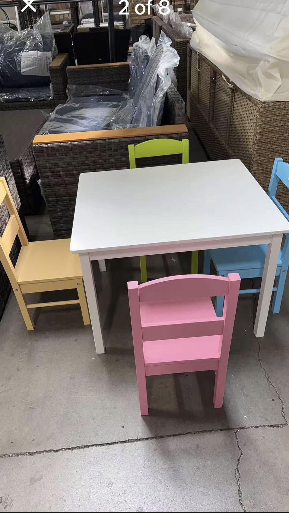 Assembled New Kids Table and Chair Set, Wooden Toddler Table and 4 Chairs