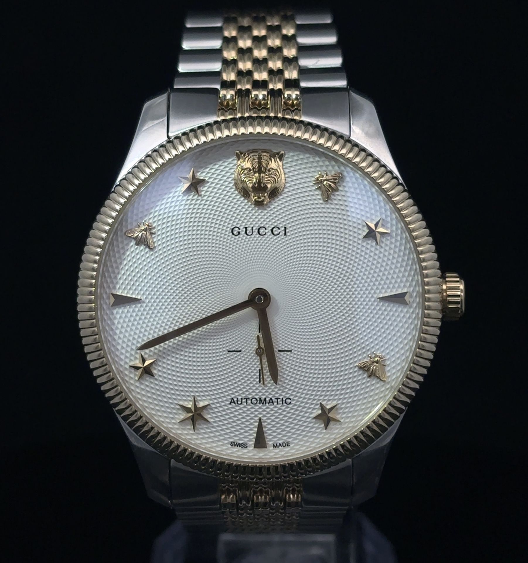 Gucci Men's G Timeless 40mm Automatic Two Tone Bracelet Watch YA126356